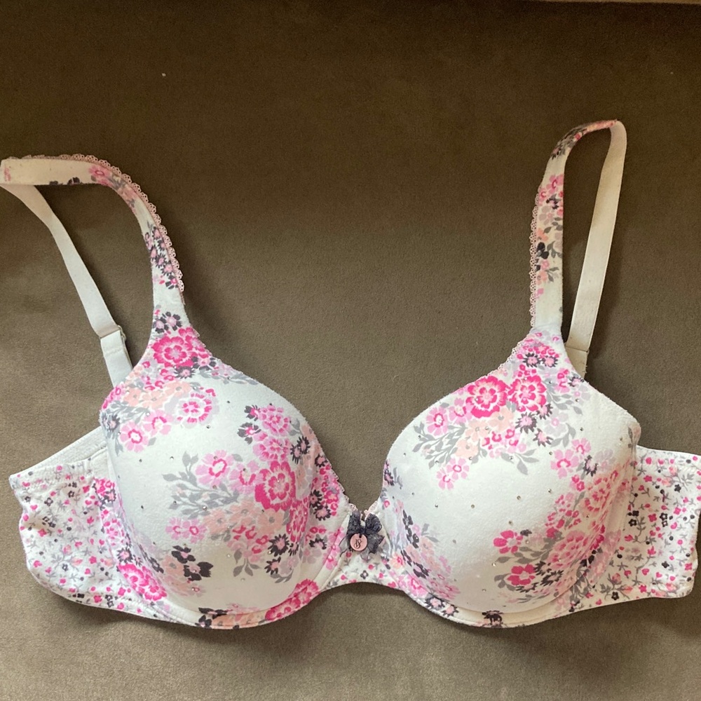 Victoria's Secret Pink and Gray Floral Bra